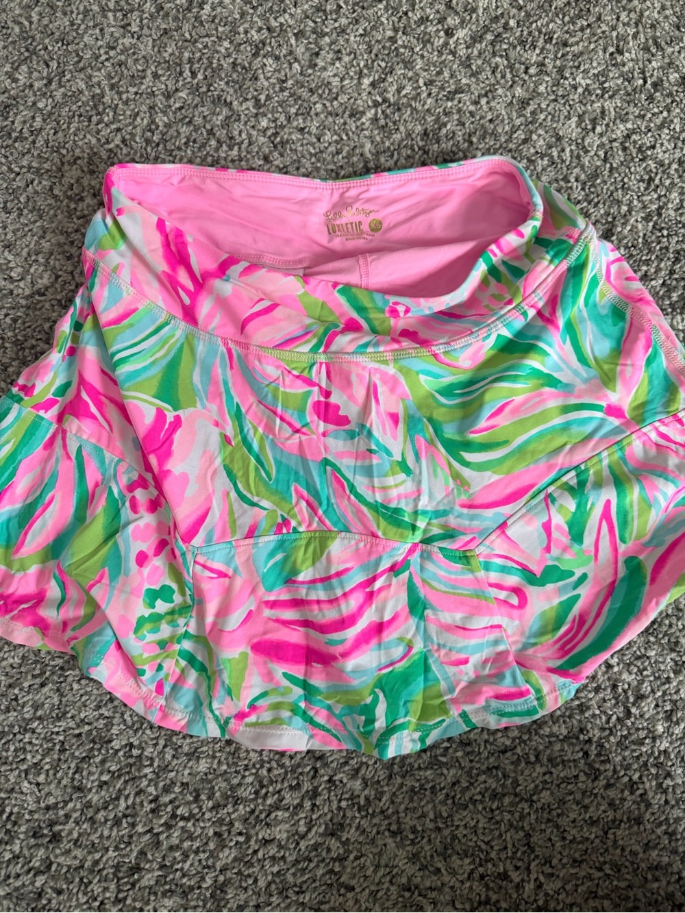 Lilly Pulitzer Pink Tropical Print Skort with Green & Aqua Accents